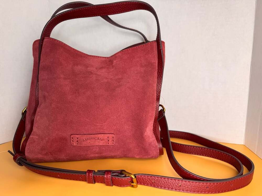 American Leather Co. Auburn Suede Mini Crossbody Bag Red